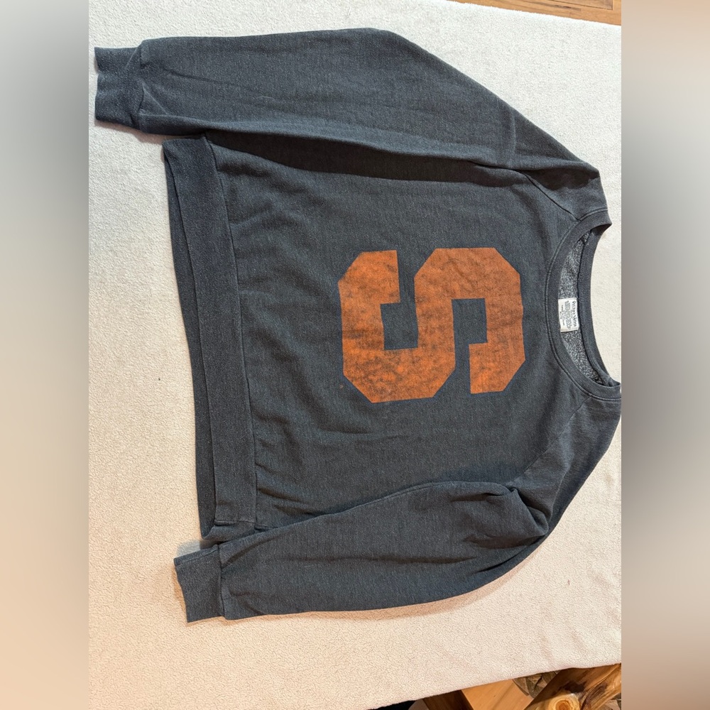 Charcoal Crewneck Sweater with Orange 'Syracuse Graphic Size XL